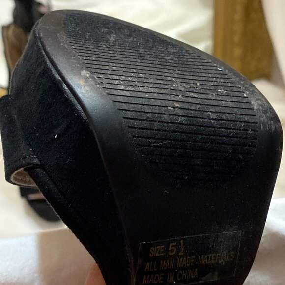 Size 5.5 Qupid Black Suede Stiletto With Fringe Cuff - Picture 14 of 16